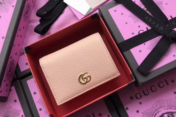 Replica Gucci 456126 Leather card case Light Pink