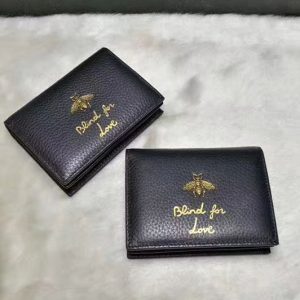 Replica Gucci 460185 Animalier Bee And Blind For Love Card Case Black