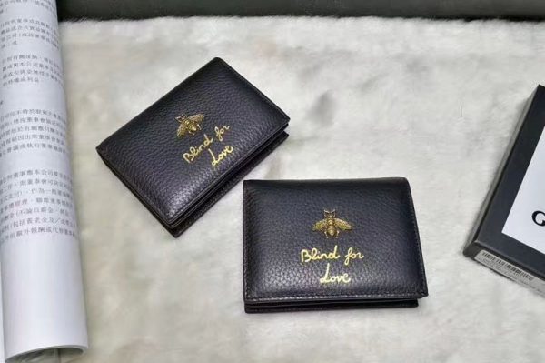 Replica Gucci 460185 Animalier Bee And Blind For Love Card Case Black