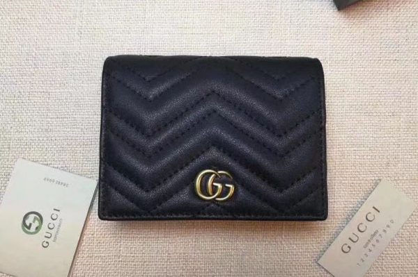 Replica Gucci 466492 GG Marmont Card Case Wallets Black