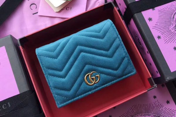 Replica Gucci GG Marmont Card Case 466492 Light Blue