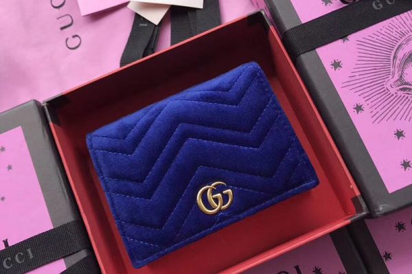 Replica Gucci GG Marmont Card Case 466492 Blue