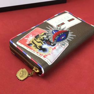 Replica Gucci 473909 Courrier Leather zip around wallet Coffee