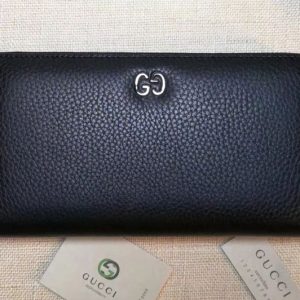 Replica Gucci 473928 Leather zip around wallet Black