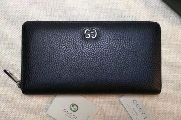 Replica Gucci 473928 Leather zip around wallet Black