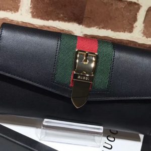 Replica Gucci Sylvie Leather Bi-Fold Wallet 476084 Black