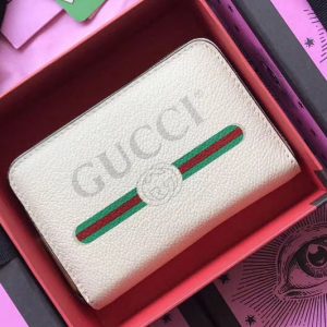 Replica Gucci 496319 Print Leather Card Case White