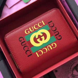 Replica Gucci 496319 Print Leather Card Case Red