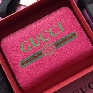 Replica Gucci 496319 Print Leather Card Case Rosy