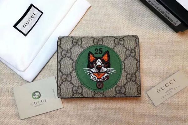 Replica Gucci 506277 GG Supreme card case with Bosco patch Green