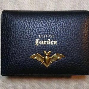 Replica Gucci Garden Bat Leather Card Case 516938 Black