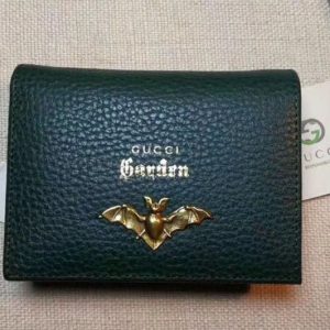 Replica Gucci Garden Bat Leather Card Case 516938 Green