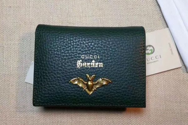 Replica Gucci Garden Bat Leather Card Case 516938 Green