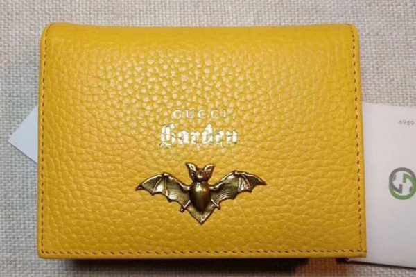 Replica Gucci Garden Bat Leather Card Case 516938 Yellow