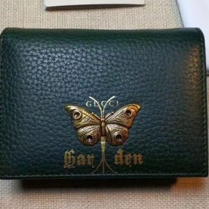 Replica Gucci Garden Butterfly Leather Card Case 516938 Green