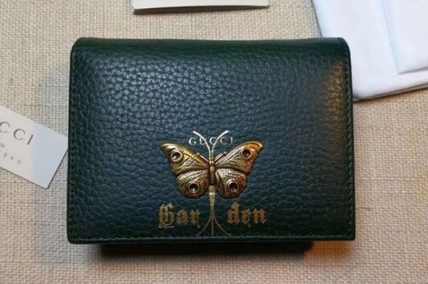 Replica Gucci Garden Butterfly Leather Card Case 516938 Green