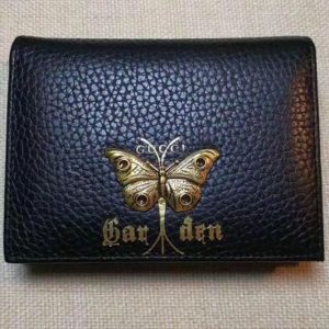 Replica Gucci Garden Butterfly Leather Card Case 516938 Black