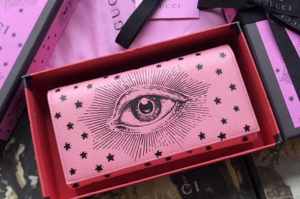 Replica Gucci Eye Print Long Wallet 521556 Pink