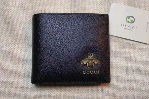 Replica Gucci 523664 Animalier leather wallet Black