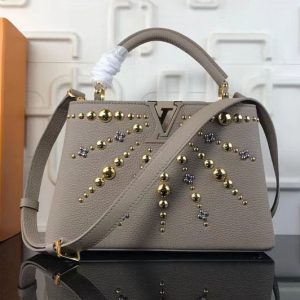 Replica Louis Vuitton M48865 LV Taurillon Leather Capucines BB Bags Gray