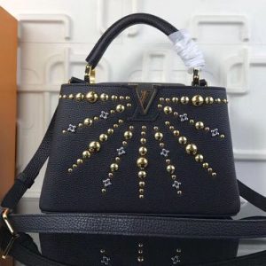 Replica Louis Vuitton M48865 LV Taurillon Leather Capucines BB Bags Black