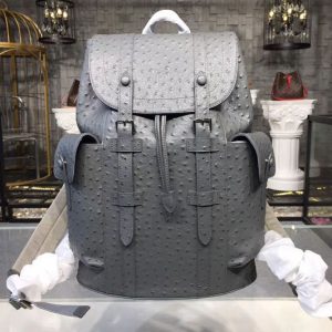 Replica Louis Vuitton N92159 LV Ostrich skin Christopher PM Gray