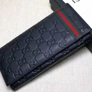 Replica Gucci 212186 Guccissima Leather Bi-Fold Wallet Black