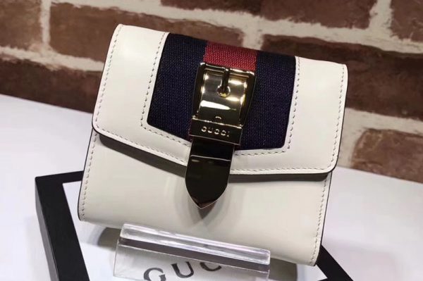 Replica Gucci 476081 Sylvie leather wallet White