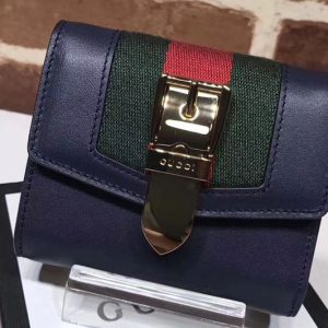 Replica Gucci 476081 Sylvie leather wallet Blue