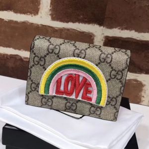 Replica Gucci 476412 Rainbow soft GG Supreme card case