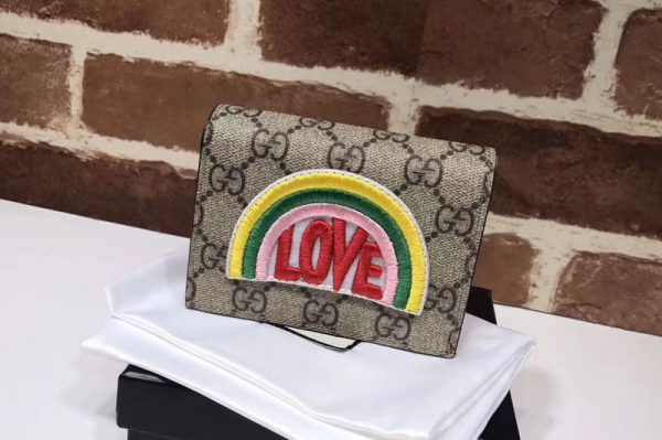 Replica Gucci 476412 Rainbow soft GG Supreme card case