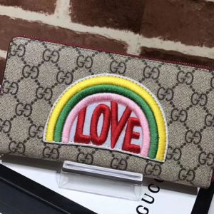 Replica Gucci 476413 Rainbow soft GG Supreme zip around wallets