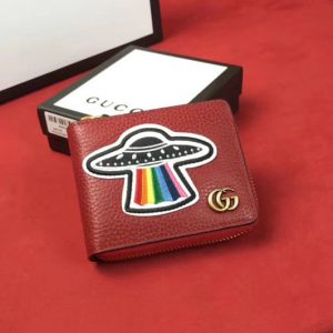 Replica Gucci 478138 Leather coin wallet with UFO Red