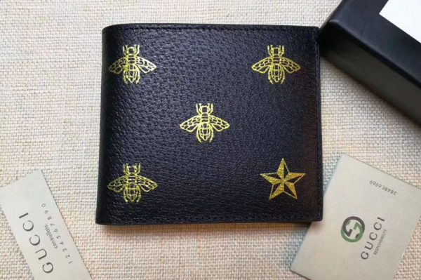 Replica Gucci 495055 Bee Star leather bi-fold wallet