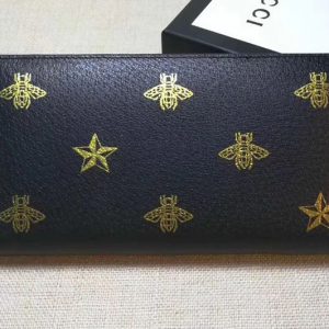 Replica Gucci 495062 Bee Star leather zip around wallet