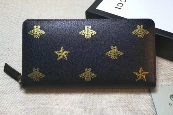 Replica Gucci 495062 Bee Star leather zip around wallet