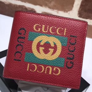 Replica Gucci 496309 Print leather bi-fold wallet Red