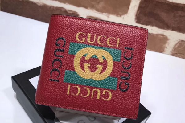 Replica Gucci 496309 Print leather bi-fold wallet Red