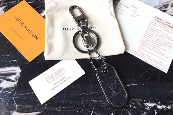 Replica Louis Vuitton M63618 LV Tab Bag Charm and Key Holder Monogram Eclipse Canvas Black Hardware