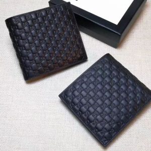 Replica Gucci 145754 Bi-Fold GG Leather Wallet Black