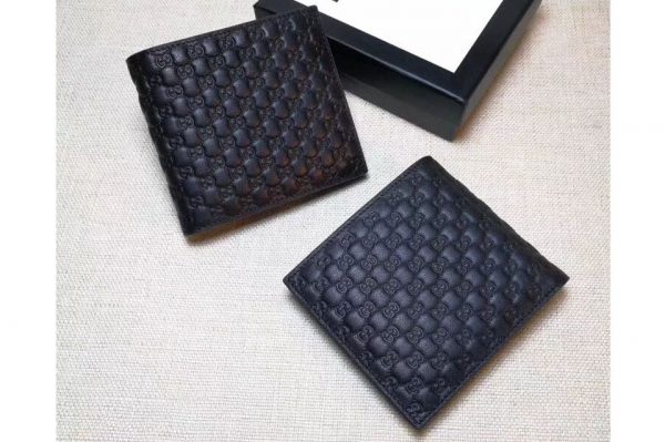 Replica Gucci 145754 Bi-Fold GG Leather Wallet Black