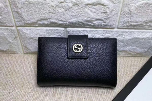 Replica Gucci 337023 Calfskin Leagther Wallet Black