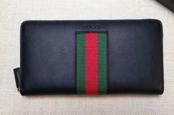 Replica Gucci 408831 Black Leather zip around wallet