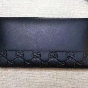 Replica Gucci 408839 Leather Zip Around Wallet Black