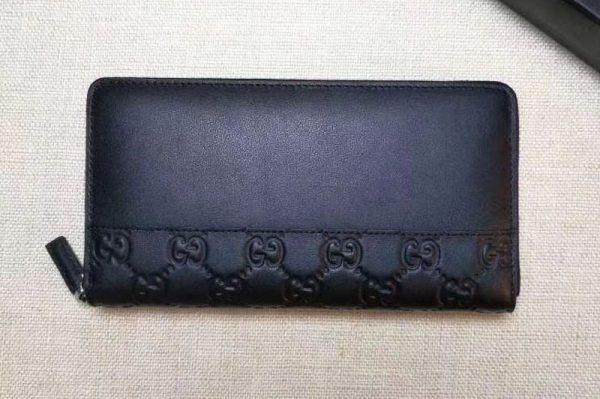 Replica Gucci 408839 Leather Zip Around Wallet Black