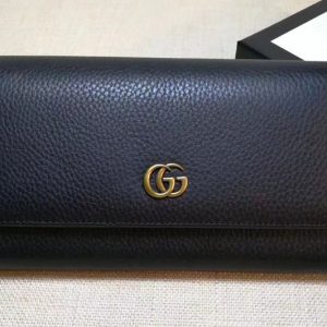 Replica Gucci 456116 Leather Continental Wallet Black