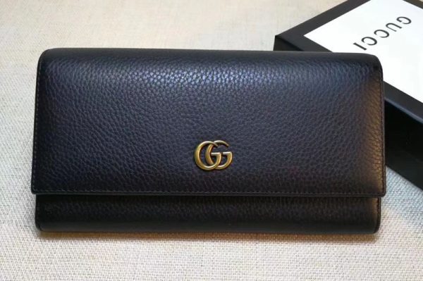 Replica Gucci 456116 Leather Continental Wallet Black