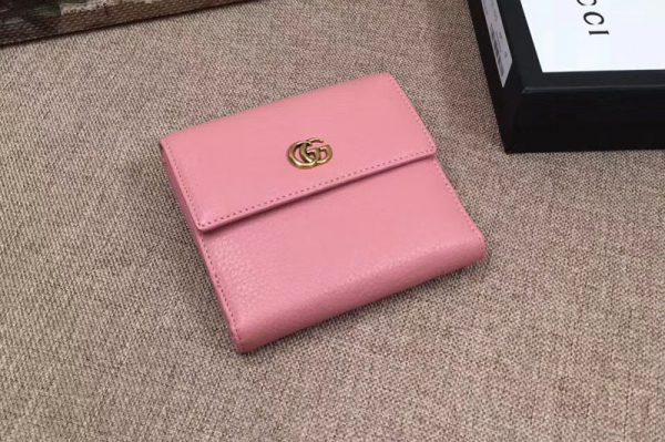 Replica Gucci 456122 Leather french flap wallet Pink