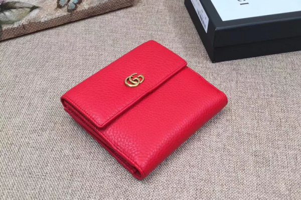 Replica Gucci 456122 Leather french flap wallet Red