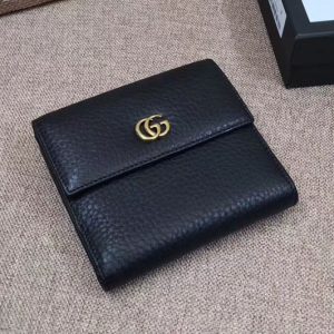 Replica Gucci 456122 Leather french flap wallet Black